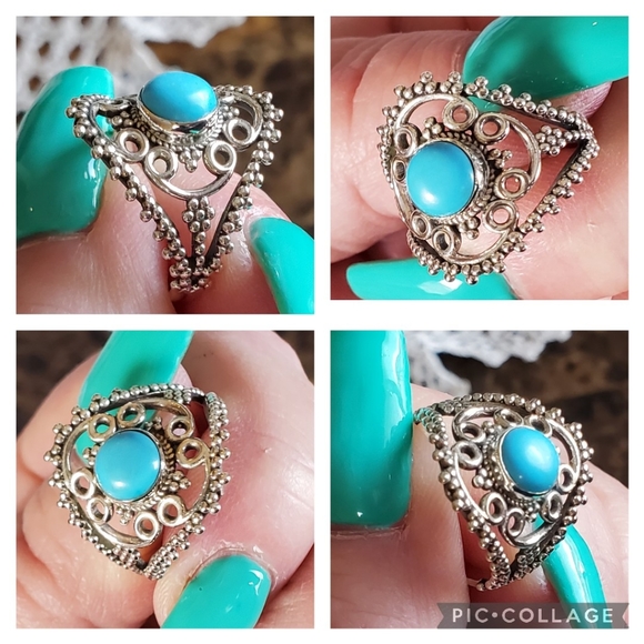 Genuine Blue Mojave Turquoise Ring Size 8.5 - Picture 5 of 8